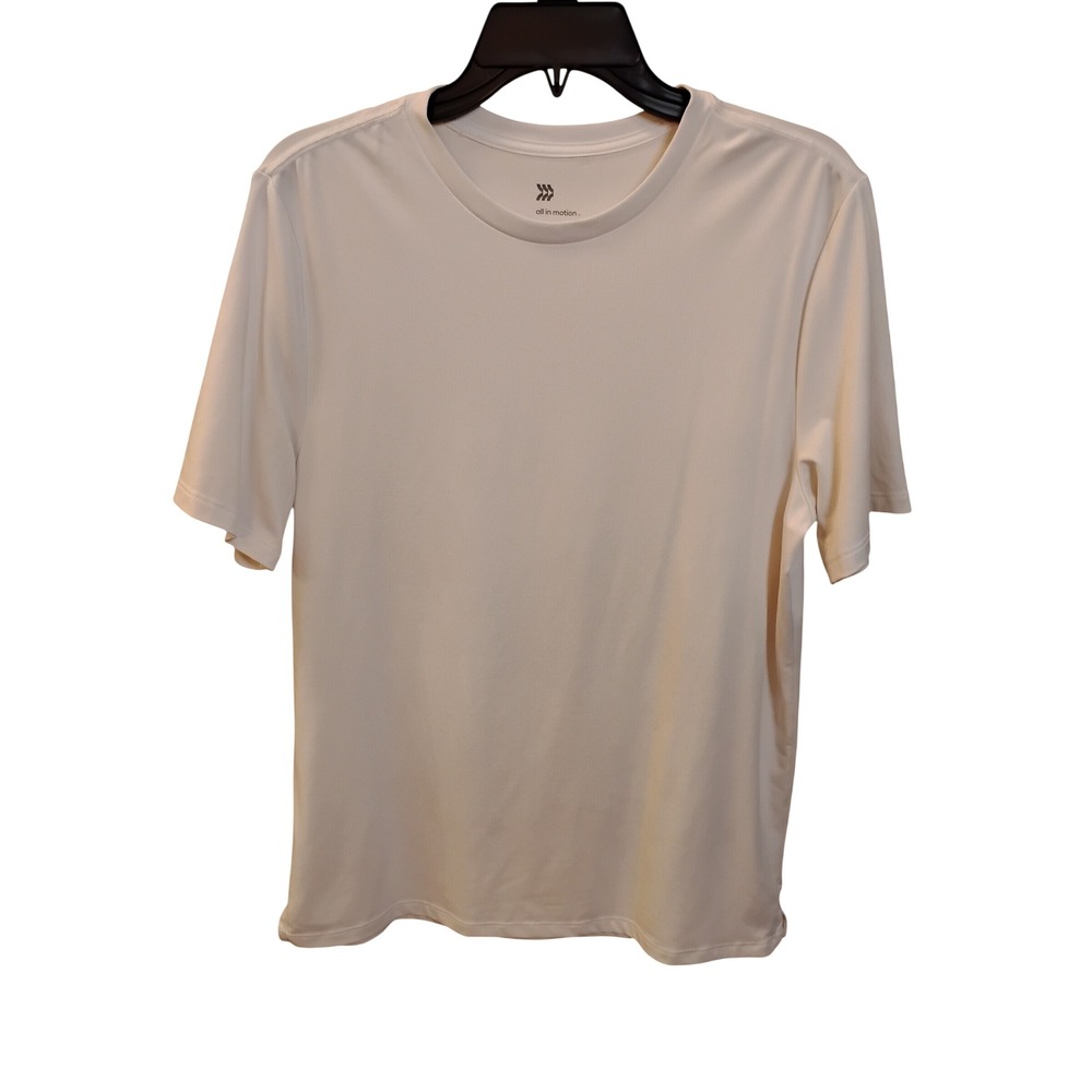 All in Motion Mens White Short Sleeve Activewear Performance T-Shirt Size M